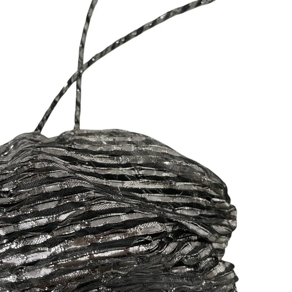 Isabel Marant Tresha Silver Metallic Bow Top Size 2 Bustier Cocktail - Picture 14 of 15